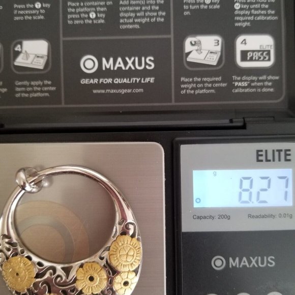 925 Sterling Silver 18K Gold Non Tarnish Large Open Circle Filigree Look Pendant - Picture 9 of 9